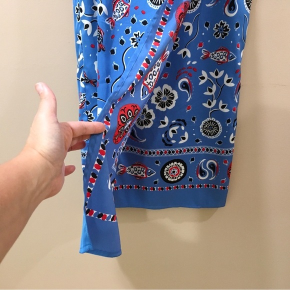 Rachel Zoe Women's Satin Floral Print Wrap Skirt Rustic Blue Size XS New Boho - Picture 3 of 9